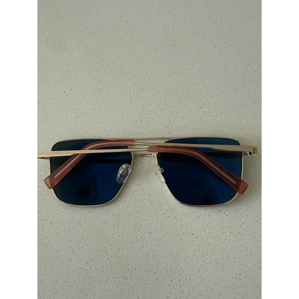 Hurley Positano HSL4002RS Gold Square Aviator Sunglasses with Coral Tips